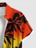 Chemise hawaïenne grande taille à imprimé cocotiers ombré et poches boutonnées pour homme - Orange 4XL