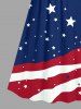 Plus Size Patriotic American Flag Stars Print Surplice A Line Cami Dress -  