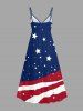 Plus Size Patriotic American Flag Stars Print Surplice A Line Cami Dress -  