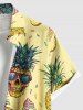 Chemise hawaïenne grande taille à imprimé tête de mort, ananas et glace pour homme - Jaune XL