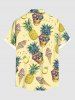Chemise hawaïenne grande taille à imprimé tête de mort, ananas et glace pour homme - Jaune 5XL