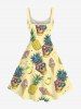 Robe débardeur trapèze hawaïenne grande taille à imprimé tête de mort, ananas et glace - Jaune XXS