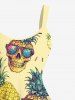 Robe débardeur trapèze hawaïenne grande taille à imprimé tête de mort, ananas et glace - Jaune L