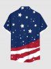 Chemise boutonnée grande taille avec imprimé drapeau américain et étoiles pour homme - Bleu profond 3XL