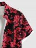 Chemise hawaïenne grande taille à imprimé floral et pommes de pin pour homme - Rouge 3XL