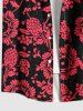 Chemise hawaïenne grande taille à imprimé floral et pommes de pin pour homme - Rouge 3XL