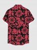 Chemise hawaïenne grande taille à imprimé floral et pommes de pin pour homme - Rouge 3XL