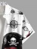 Chemise grande taille à boutons et poches pour homme, motif tête de mort, pieuvre, pirate, voilier, croisière hawaïenne - Blanc 2XL