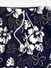 Short de plage hawaïen grande taille à imprimé fleurs d'hibiscus et cordon de serrage pour homme - Noir 4XL