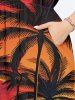 Plus Size Coconut Tree Sun Seascape Colorful Cloud Print Split Hawaii Midi Dress -  