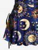 Galaxy Tie Dye Sun Moon Star Print Lace Up Hawaii Tank Dress -  