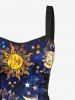 Galaxy Tie Dye Sun Moon Star Print Lace Up Hawaii Tank Dress -  
