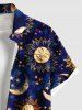 Chemise hawaïenne grande taille à boutons et poches pour homme, motif galaxie, tie-dye, soleil, lune et étoiles - Noir 3XL