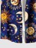Chemise hawaïenne grande taille à boutons et poches pour homme, motif galaxie, tie-dye, soleil, lune et étoiles - Noir 5XL