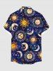 Chemise hawaïenne grande taille à boutons et poches pour homme, motif galaxie, tie-dye, soleil, lune et étoiles - Noir 5XL