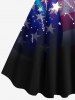 Plus Size Ombre Patriotic American Flag Fireworks Print Hawaii A Line Tank Dress -  