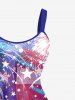 Plus Size Ombre Patriotic American Flag Fireworks Print Hawaii A Line Tank Dress -  