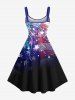 Plus Size Ombre Patriotic American Flag Fireworks Print Hawaii A Line Tank Dress -  