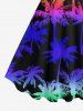 Plus Size Colorful Ombre Coconut Tree Print Hawaii A Line Tank Dress -  