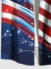 Plus Size Patriotic American Flag Fireworks Print Button Pocket Shirt For Men -  