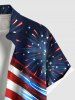 Chemise grande taille à imprimé drapeau américain patriotique et feux d'artifice, avec poches boutonnées, pour homme - Bleu profond L
