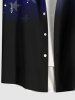 Plus Size Ombre Patriotic American Flag Fireworks Print Hawaii Button Pocket Shirt For Men -  