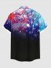 Plus Size Ombre Patriotic American Flag Fireworks Print Hawaii Button Pocket Shirt For Men -  