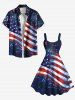 Robe débardeur trapèze grande taille à imprimé feux d'artifice et drapeau américain patriotique - Bleu XS