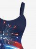 Robe débardeur trapèze grande taille à imprimé feux d'artifice et drapeau américain patriotique - Bleu XS