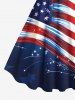 Plus Size Patriotic American Flag Fireworks Print A Line Tank Dress -  