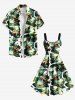 Plus Size Coconut Tree Dinosaur Forest Print Hawaii A Line Tank Dress -  