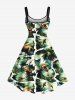 Plus Size Coconut Tree Dinosaur Forest Print Hawaii A Line Tank Dress -  