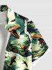 Chemise hawaïenne grande taille à imprimé cocotiers, dinosaures et forêt, avec poches boutonnées pour homme - Vert M