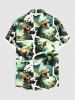 Chemise hawaïenne grande taille à imprimé cocotiers, dinosaures et forêt, avec poches boutonnées pour homme - Vert XL