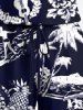 Plus Size Coconut Tree Sea Hibiscus Flower Pineapple Print Hawaii Drawstring Pocket Romper -  