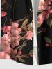 Chemise hawaïenne grande taille à imprimé floral ombré et poches boutonnées pour homme - Noir 4XL