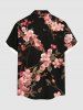 Chemise hawaïenne à boutons et poches, imprimé floral ombré, grande taille, pour homme - Noir 5XL