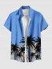 Tenue de plage hawaïenne assortie grande taille à imprimé cocotiers et ciel pour couples - Bleu Ciel 