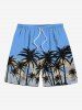Tenue de plage hawaïenne assortie grande taille à imprimé cocotiers et ciel pour couples - Bleu Ciel 