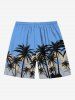 Tenue de plage hawaïenne assortie grande taille à imprimé cocotiers et ciel pour couples - Bleu Ciel 