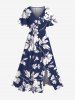 Flowers Leaf Tropical Print Plus Size Matching Hawaii Beach Outfit For Couples -  