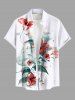 Tenue de plage hawaïenne assortie grande taille à imprimé feuilles et fleurs d'hibiscus pour couples - Blanc 