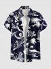 Ensemble chemise et barboteuse hawaïennes assorties, grande taille, tenue de plage, imprimé cocotier, mer, hibiscus, fleur, ananas, pour couples - Noir 