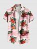 Tenue de plage hawaïenne assortie grande taille avec imprimé cocotier, fleurs d'hibiscus et voiture pour couples - Rose clair 