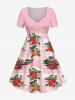 Tenue de plage hawaïenne assortie grande taille avec imprimé cocotier, fleurs d'hibiscus et voiture pour couples - Rose clair 