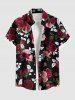Tenue de plage hawaïenne assortie grande taille à imprimé feuilles de roses pour couples - Rouge foncé 