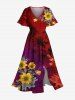 Tenue de plage hawaïenne assortie grande taille à imprimé floral de cocotier ombré pour couples - Rouge 