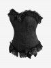 Corset à lacets grande taille avec bordure en dentelle jacquard et œillets en forme de nœud papillon et de fleur de rose - Multi-E 3X | US 22-24