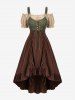 Robe corsetée à lacets de paysanne médiévale Renaissance grande taille, costume de serveuse de taverne - café 2X | US 18-20