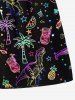 Plus Size Ombre Coconut Tree Dinosaur Watermelon Juice Print Hawaii Drawstring Beach Shorts For Men -  